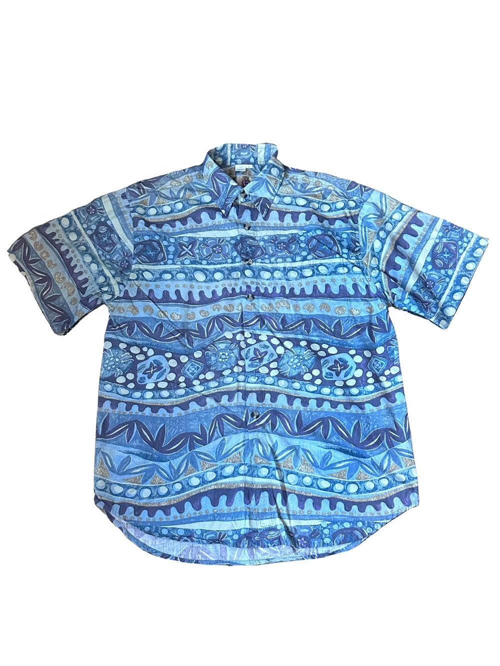 The Territory Ahead Abstract Batik Print Southwestern Short Sleeve Shirt